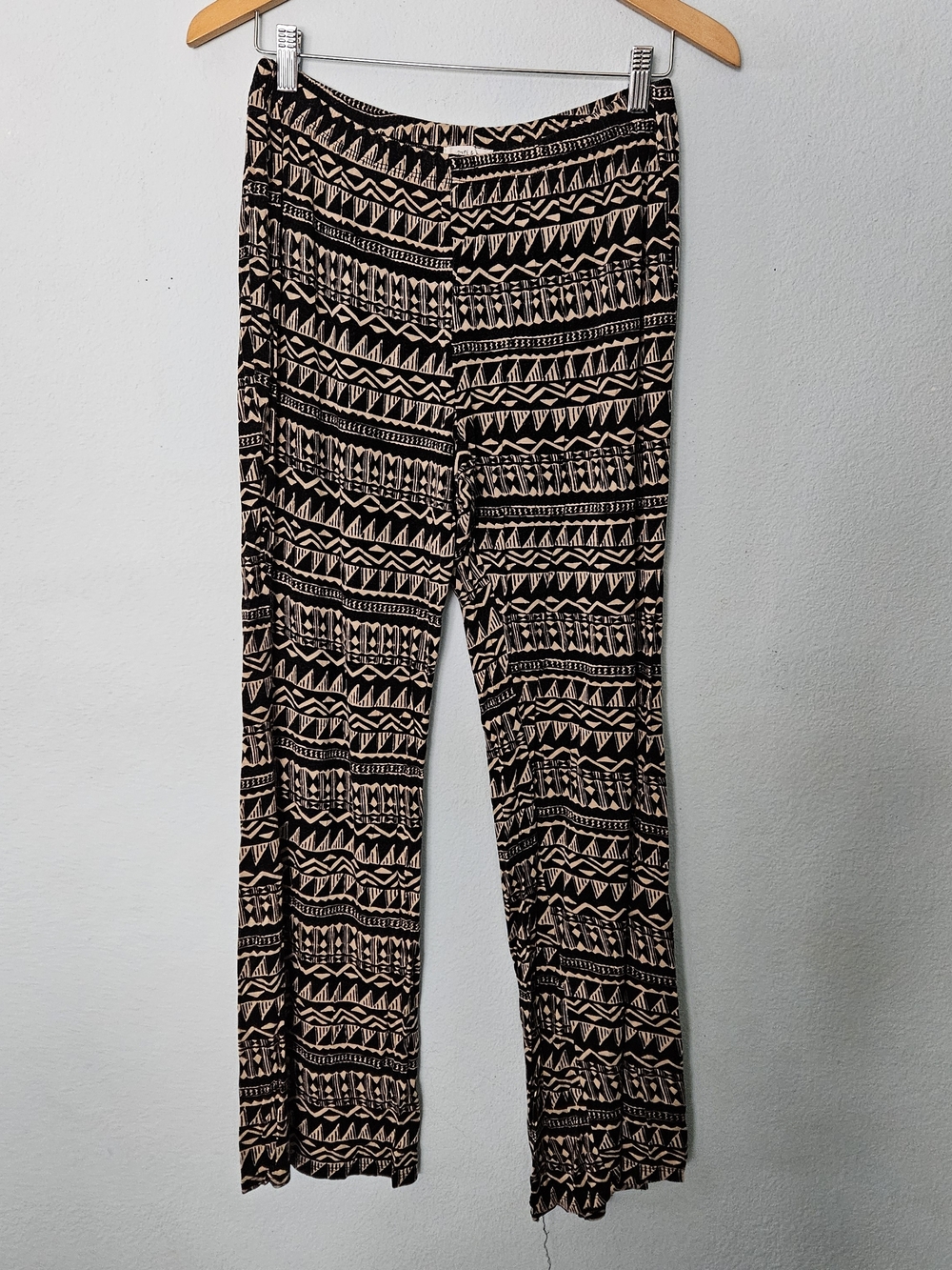Black and Cream Geometric Wide-Leg Pants